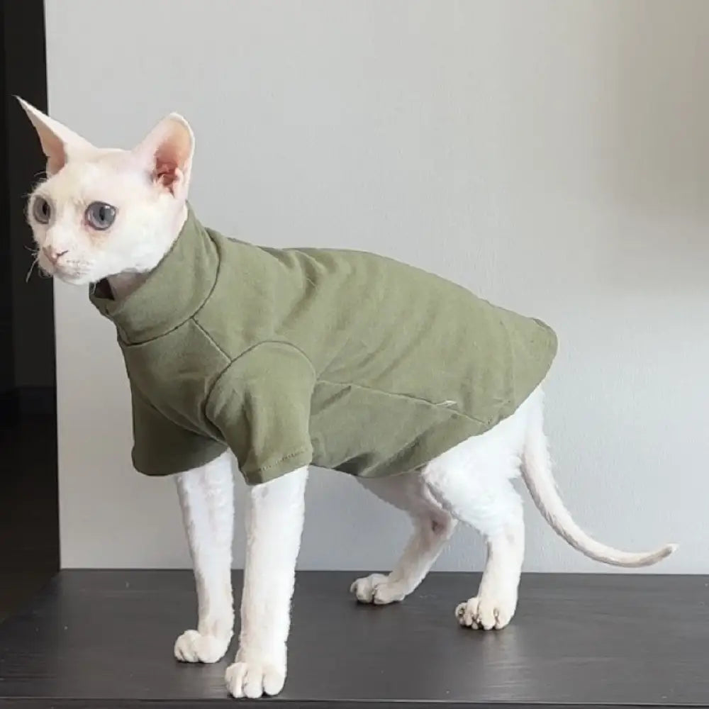無毛猫用服 ペット服 スフィンクス 秋冬用 保温 デヴォンレックス コーニッシュレックス 矮脚猫 秋冬服 ペット用品 ID2407 グリーン / XS ペット用品＞ウェア