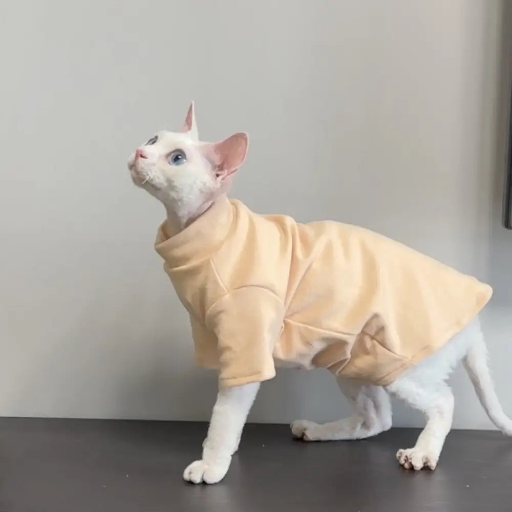 無毛猫用服 ペット服 スフィンクス 秋冬用 保温 デヴォンレックス コーニッシュレックス 矮脚猫 秋冬服 ペット用品 ID2407 肌の色 / XS ペット用品＞ウェア