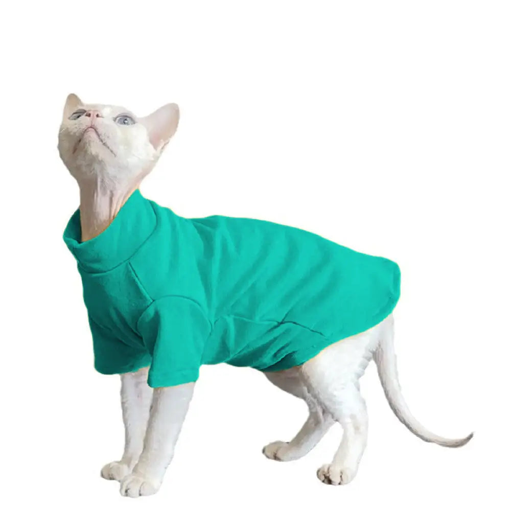 無毛猫用服 ペット服 スフィンクス 秋冬用 保温 デヴォンレックス コーニッシュレックス 矮脚猫 秋冬服 ペット用品 ID2407 ミント / XS ペット用品＞ウェア