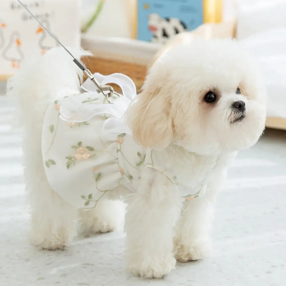 夏秋季節 犬猫兼用 レースフラワードレス 小型犬用(XS~2XL)  二重メッシュ構造 通気性抜群 洗濯可能 接触冷感素材 紫外線カット率95% ID1922