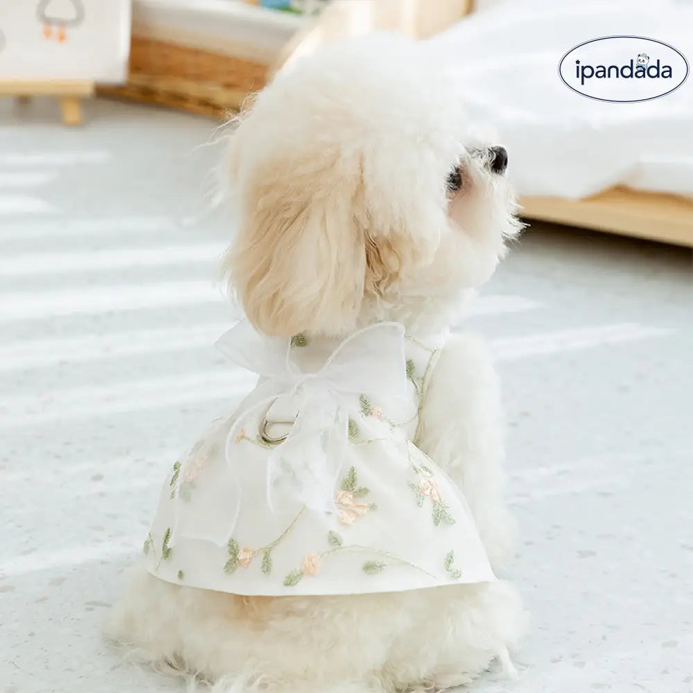 夏秋季節 犬猫兼用 レースフラワードレス 小型犬用(XS~2XL)  二重メッシュ構造 通気性抜群 洗濯可能 接触冷感素材 紫外線カット率95% ID1922