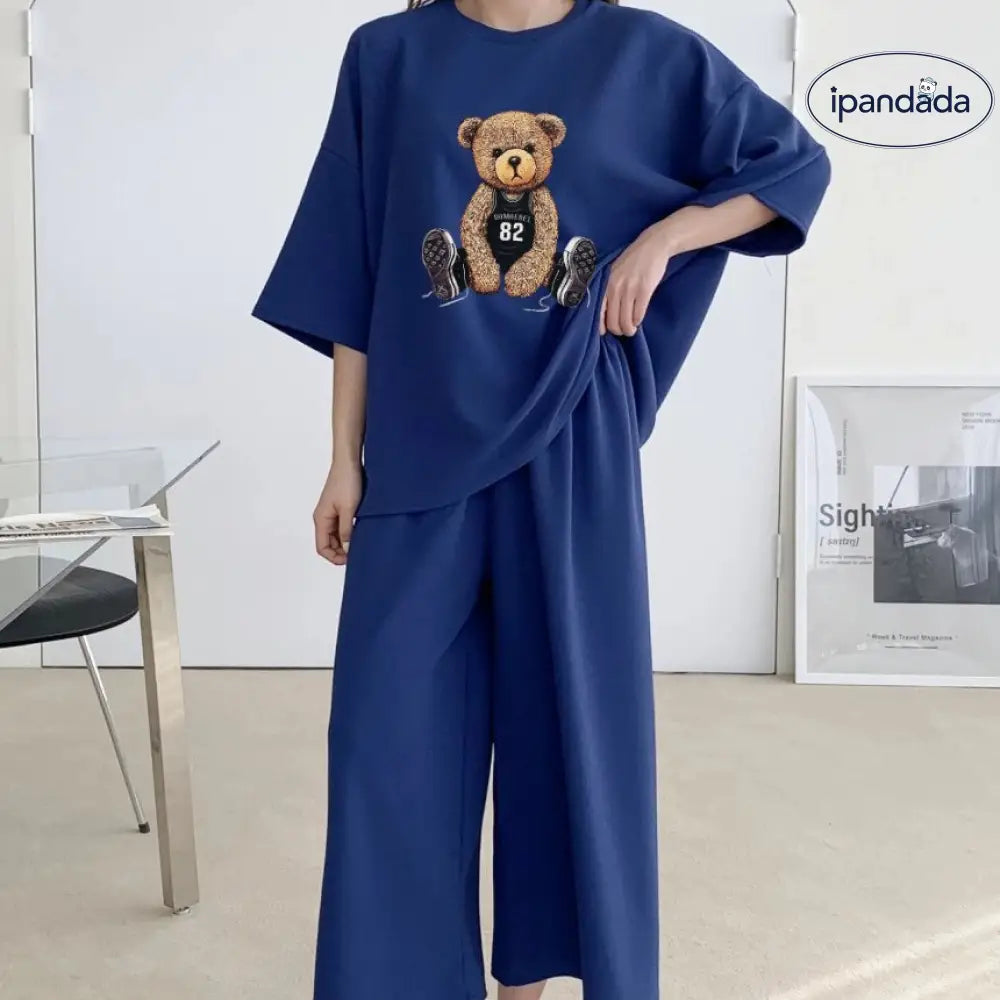 ID1484 夏新作 カジュアルセットアップ レディース 半袖Tシャツ ワイドショートパンツ シャーロット風 2点セット