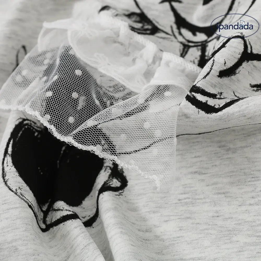 夏新作 レースリボン付き パジャマ セットアップ 2点セット ゆったり 部屋着 寝巻 ルーズ可愛い カートゥーン柄 半袖 パンツセット レディース ルームウェア ID4596 レディース＞セットアップ