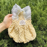 ID1359 夏用 韓国風 カラーブロック パンプキンドレス 立体ボリュームスカート ペットドレス 犬猫兼用 薄手軽量 ふわふわ肌触り 通気性抜群 抗菌 プリンセス かわいい