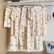 ID1540 夏用 接触冷感 レースフリル キャラクター柄 3点セットパジャマ 半袖＆長ズボン＆カーディガン ゆったり 肌ざわり最高 洗濯機O夏用 接触冷感 レースフリル キャラクター柄 3点セットパジャマ 半袖＆長ズボン＆カーディガン ゆったり 肌ざわり最高 洗濯機O夏用 接触冷感 レースフリル キャラクター柄 3点セットパジャマ 半袖＆長ズボン＆カーディガン ゆったり 肌ざわり最高 洗濯機O
