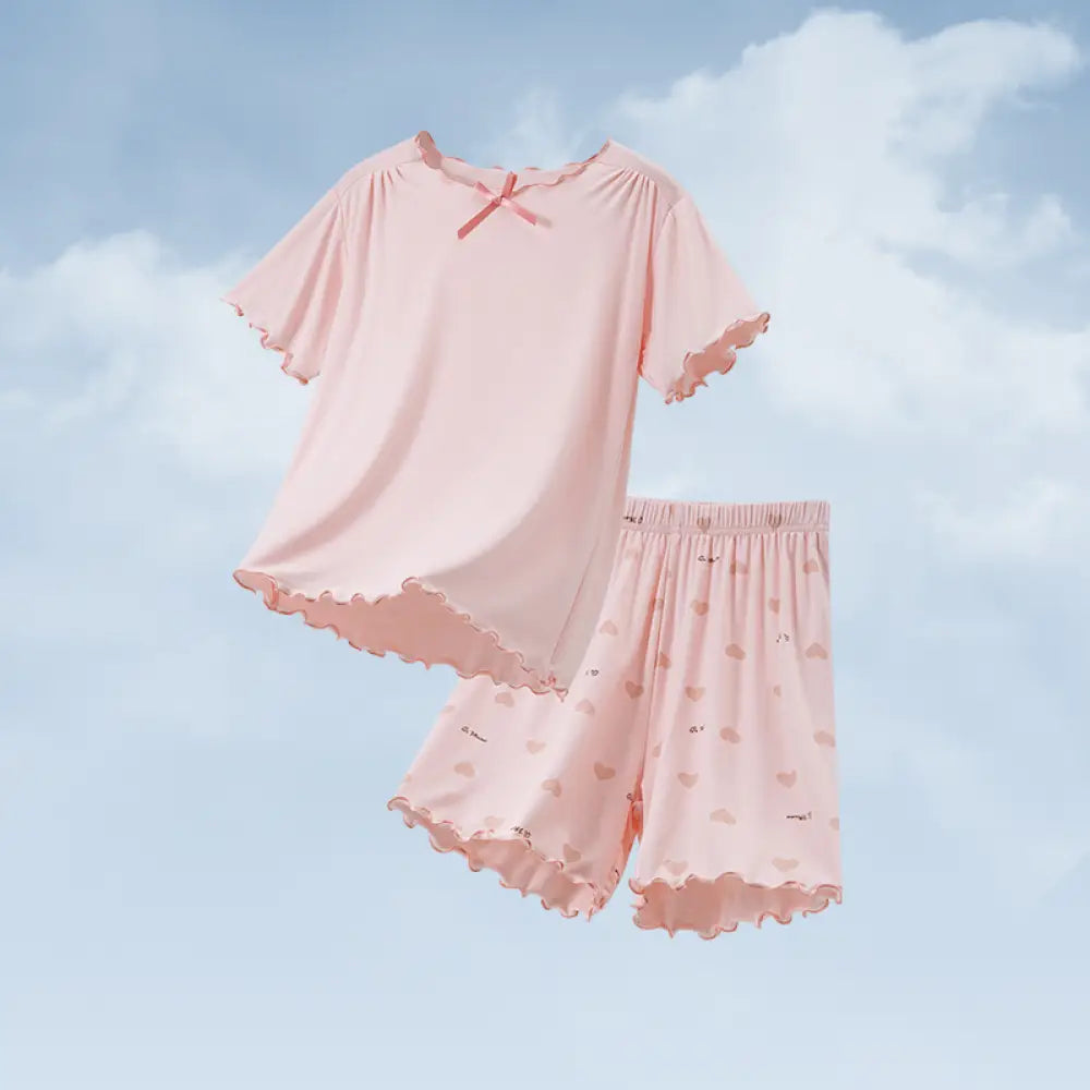 ID1712 夏用 モダール 女児用 パジャマ ガールズ エアコン服 ベビー 部屋着 フリル セットアップ タイプ① / 110cm ベビー＆キッズ>キッズ