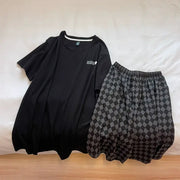 ID1443 夏用 モダール パジャマ メンズ 半袖パンツ セット 綿 大きいサイズ ブラック 青少年用 外出可能 ルームウェア