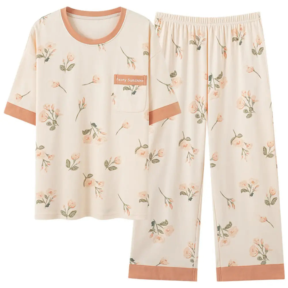 ID1094 夏用 パジャマ セット レディース 半袖 七分パンツ 薄手 可愛い カジュアル 人気 ルームウェア レディース＞セットアップ