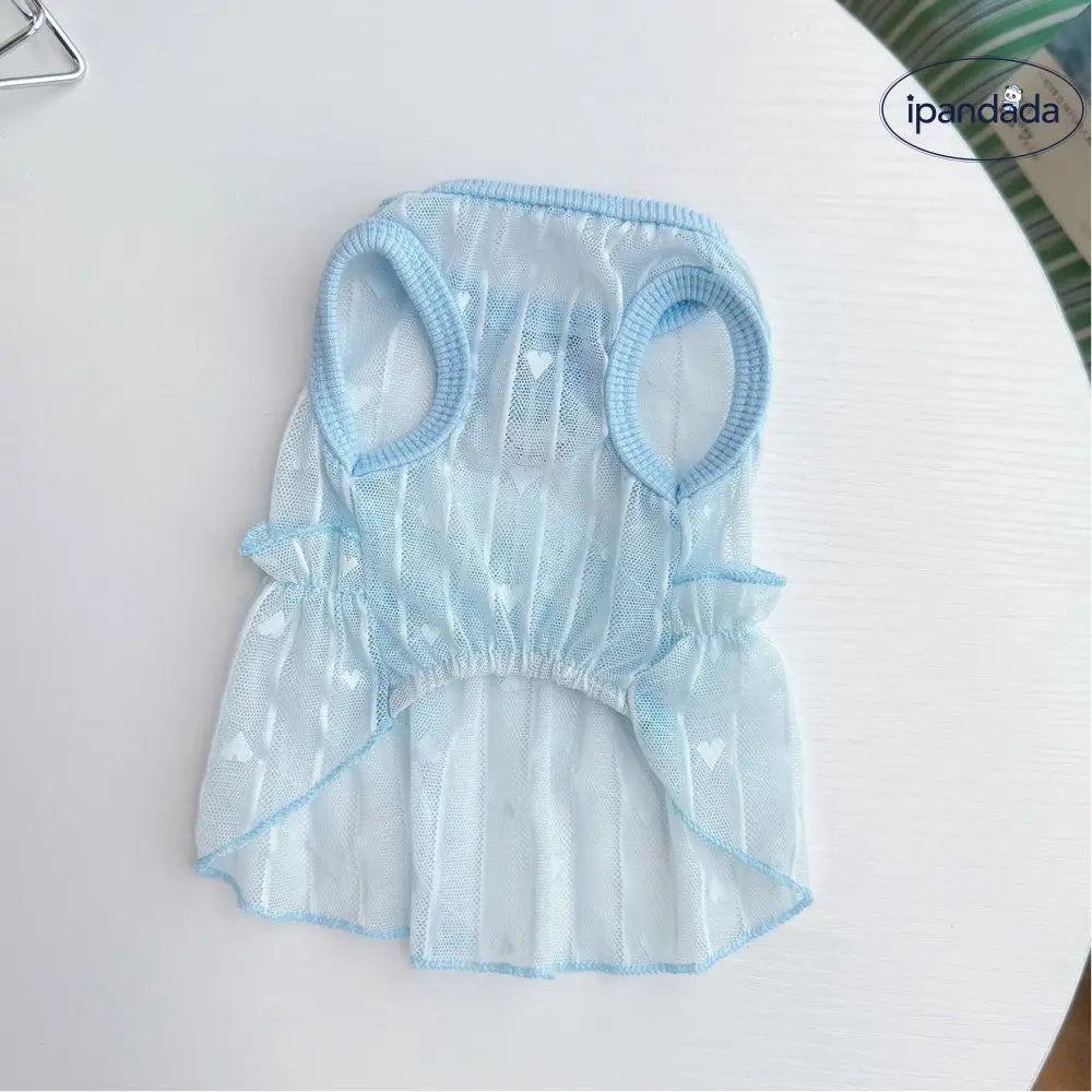 ID1364 夏用 ペット用 レースハート フリルスカート ビション・ポメ専用 薄手軽量 通気性抜群 UVカット 抗菌 洗える おしゃれ かわいい