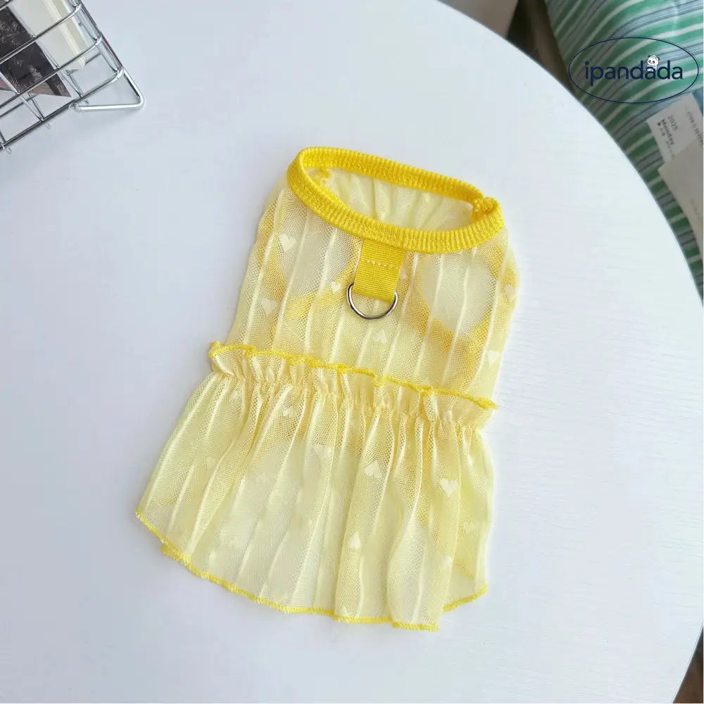 ID1364 夏用 ペット用 レースハート フリルスカート ビション・ポメ専用 薄手軽量 通気性抜群 UVカット 抗菌 洗える おしゃれ かわいい
