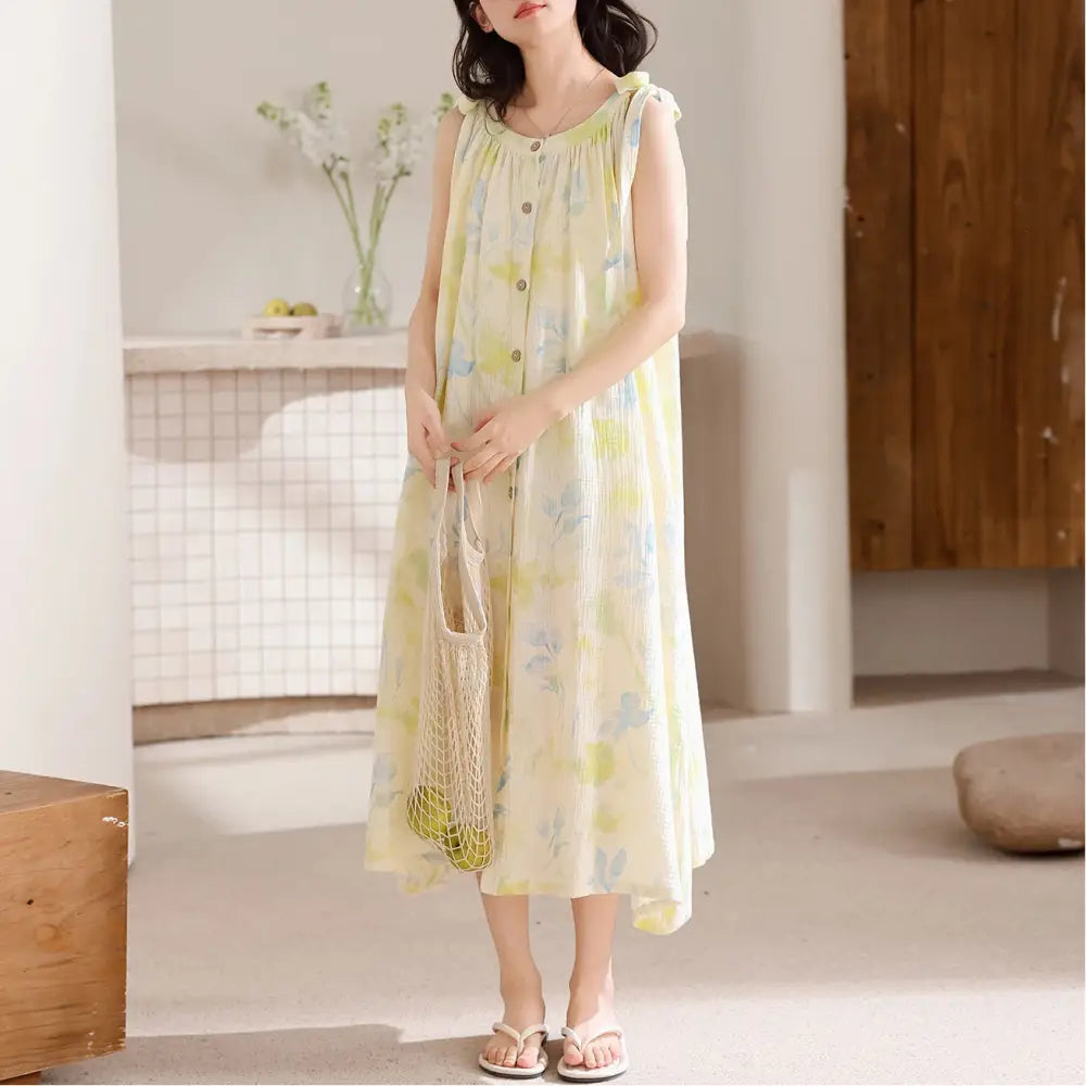 夏用 レディース かわいい クラウドコットン キャミソール 大人用 ルームウェア 可愛い スリップワンピース セクシー 大きいサイズ ゆったり ミディアム丈 ID4802 - レディース＞ワンピース