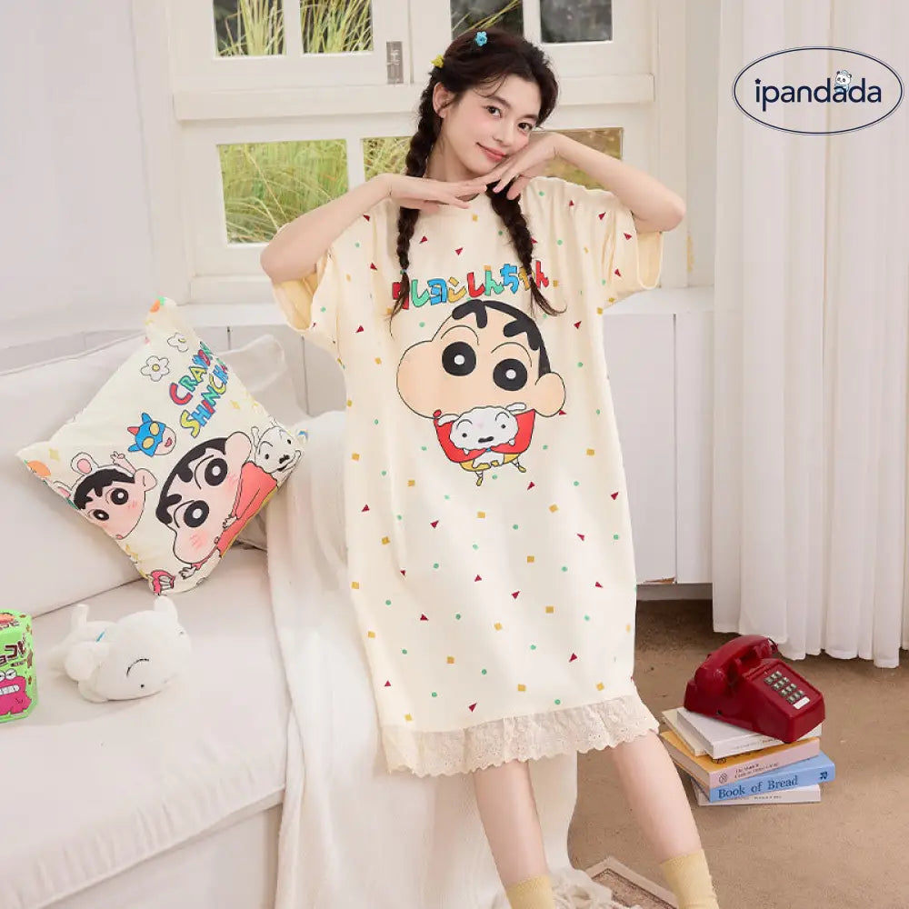 夏用 新作 レディース ワンピース 半袖 しんちゃん ナイトワンピース かわいい キャラクター 学生 ガーリー ルームウェア ID4798 - レディース＞ワンピース