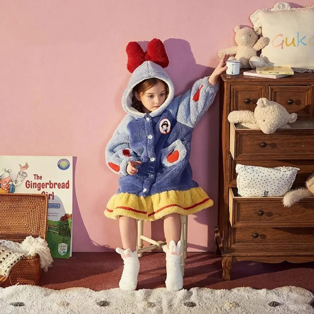 子供用 しらゆきひめ パジャマコーラルフリース 女の子 秋冬用 ルームウェア フランネル 厚手 セット ID3420 写真通り / 100cm