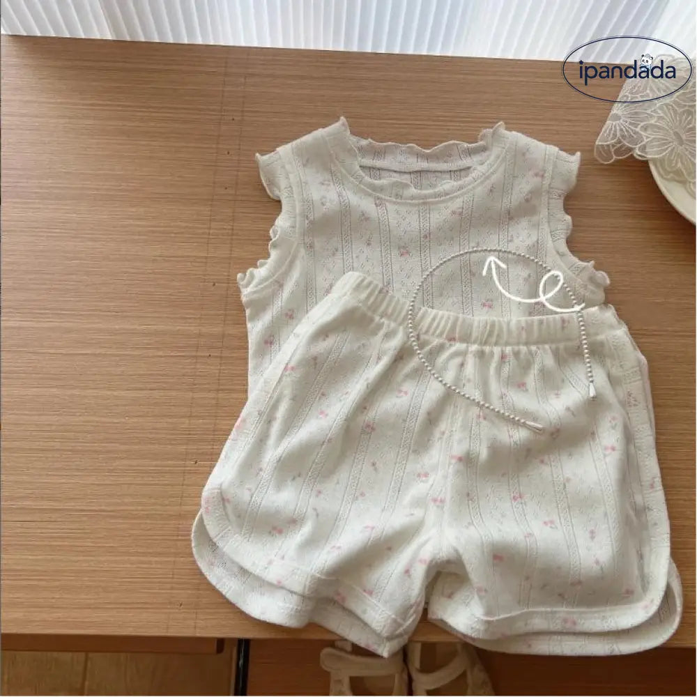 夏の新作 女の子用 カジュアル 花柄 ノースリーブセット ルームウェア ショートパンツ 可愛くて 柔らかくて 快適 ID1826