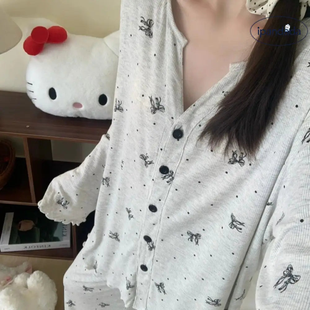 小花柄 ボタン開き パジャマ セット 長袖 長ズボン ゆったり ルームウェア 部屋着 女子 春秋 かわいい 肌触りよい 2点セット ID4054 レディース＞セットアップ