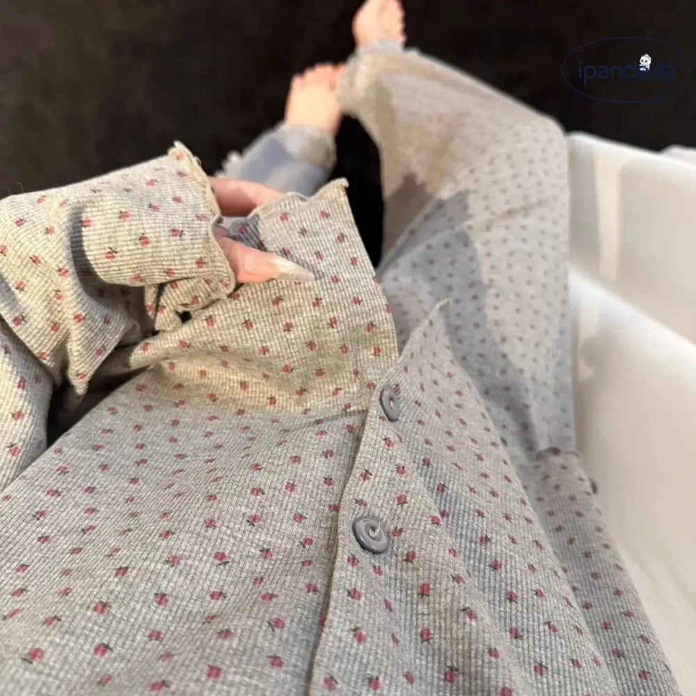 小花柄 パジャマセット 長袖トップス＆ロングパンツ  韓国風  上品 シンプル 夏秋 家居着 女性用 M～2XLサイズ ID1887