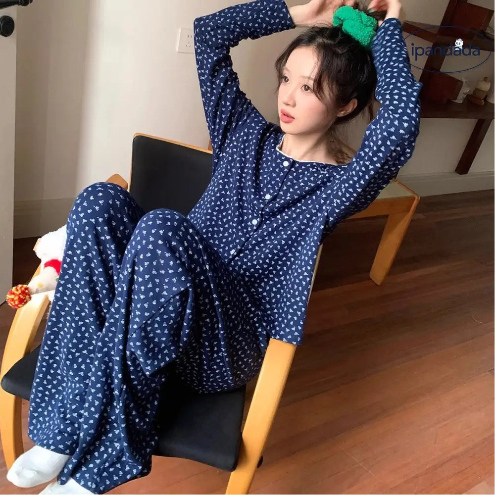 小花柄 レース パジャマ セット 春秋 長袖 ルームウェア 大きいサイズ 女子 部屋着 大人 かわいい 2点セット 肌触りよい ID4065 レディース＞セットアップ