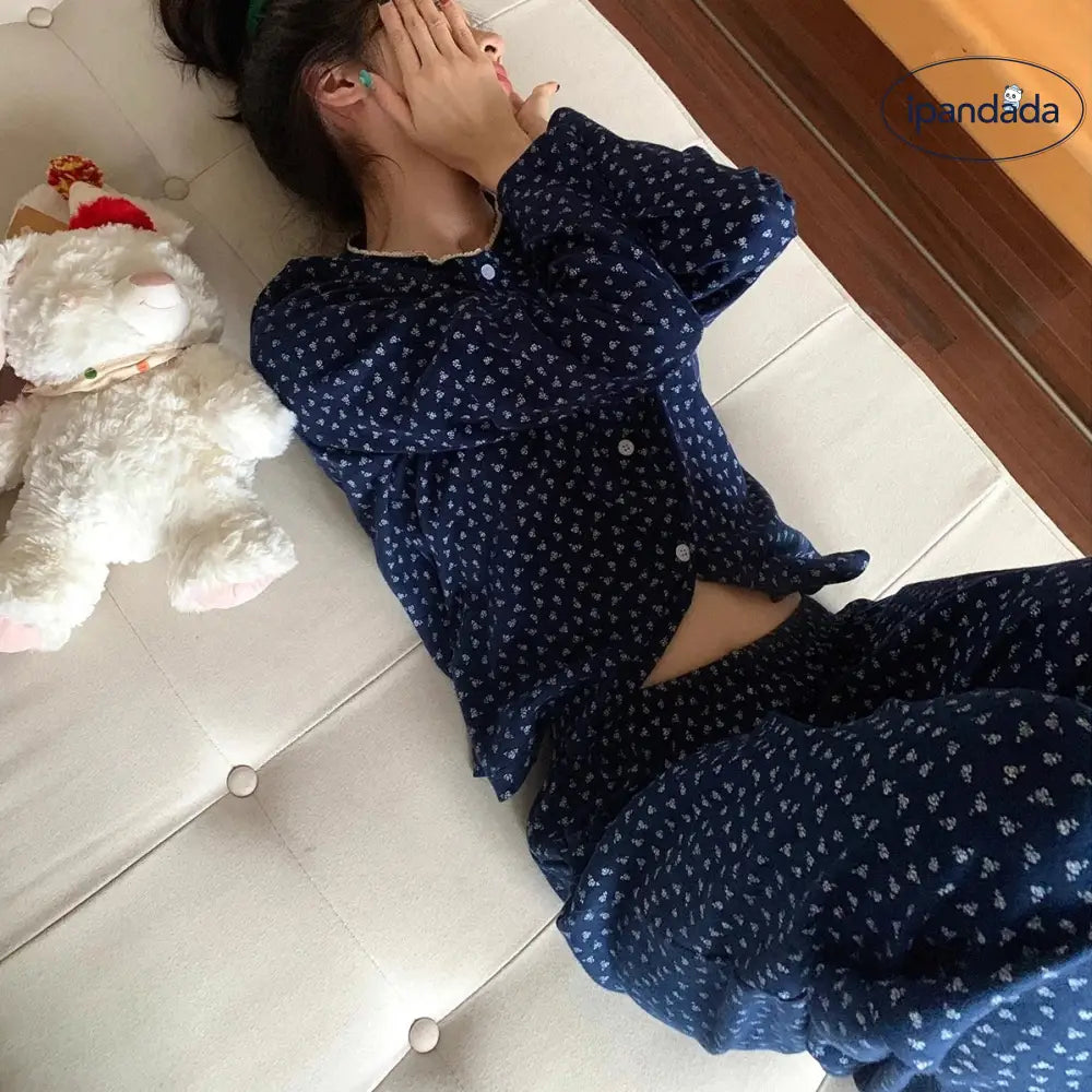 小花柄 レース パジャマ セット 春秋 長袖 ルームウェア 大きいサイズ 女子 部屋着 大人 かわいい 2点セット 肌触りよい ID4065 レディース＞セットアップ