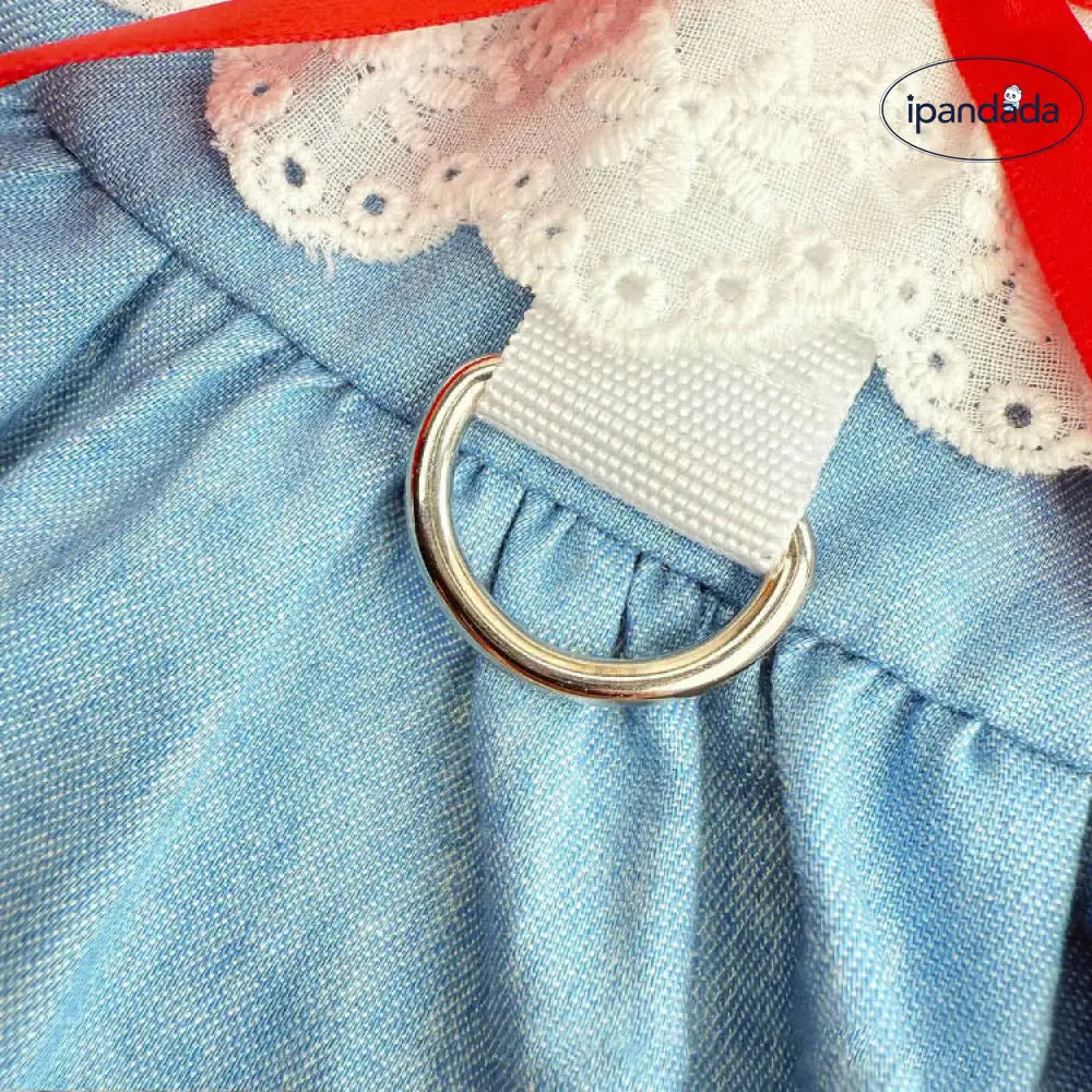 ID1177 小型犬 春夏物 ペットドレス ビションフリーゼ プリンセス レース デニムミックス リボンデコ キュート 洗える フリーサイズ 0.5-12.5kg対応 ペットウェディング お出かけ対応 ペット用品＞おもちゃ