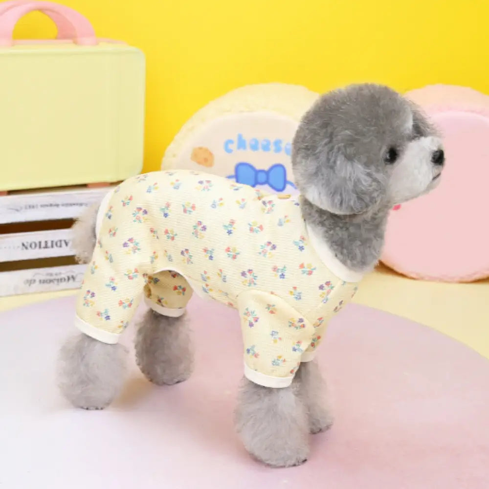 小型犬服 かわいい 花柄 ドッグウェア ペット用 おしゃれ 洋服 可愛い 春夏 春 夏 インスタ映え お出掛け お散歩 お旅行 イエロー / S（対応体重1.2-2KG） ペット用品＞ウェア