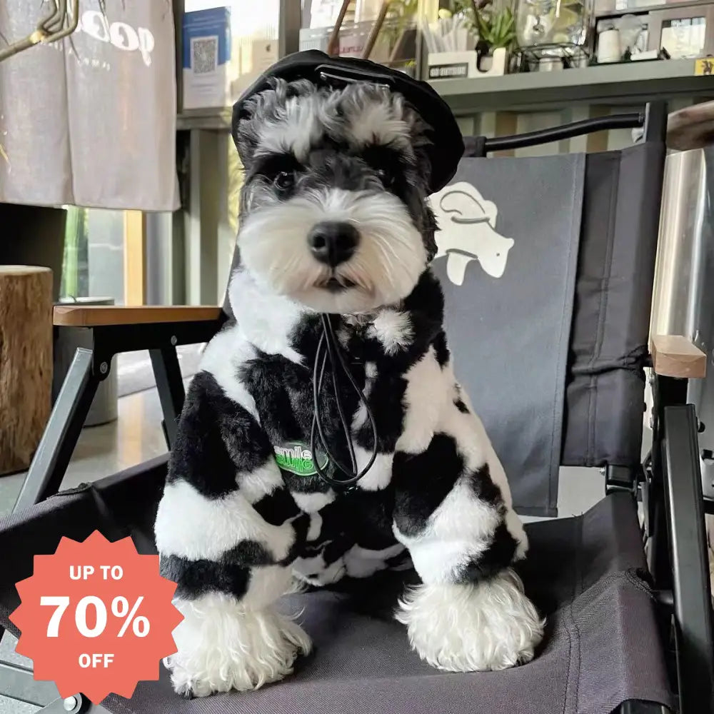 小型犬 中型犬 秋冬 ショート コート 黒白 牛柄 ジッパー 雪納瑞 ヨークシャー 犬服 ジップアップジャケット シュナウザー ID2504