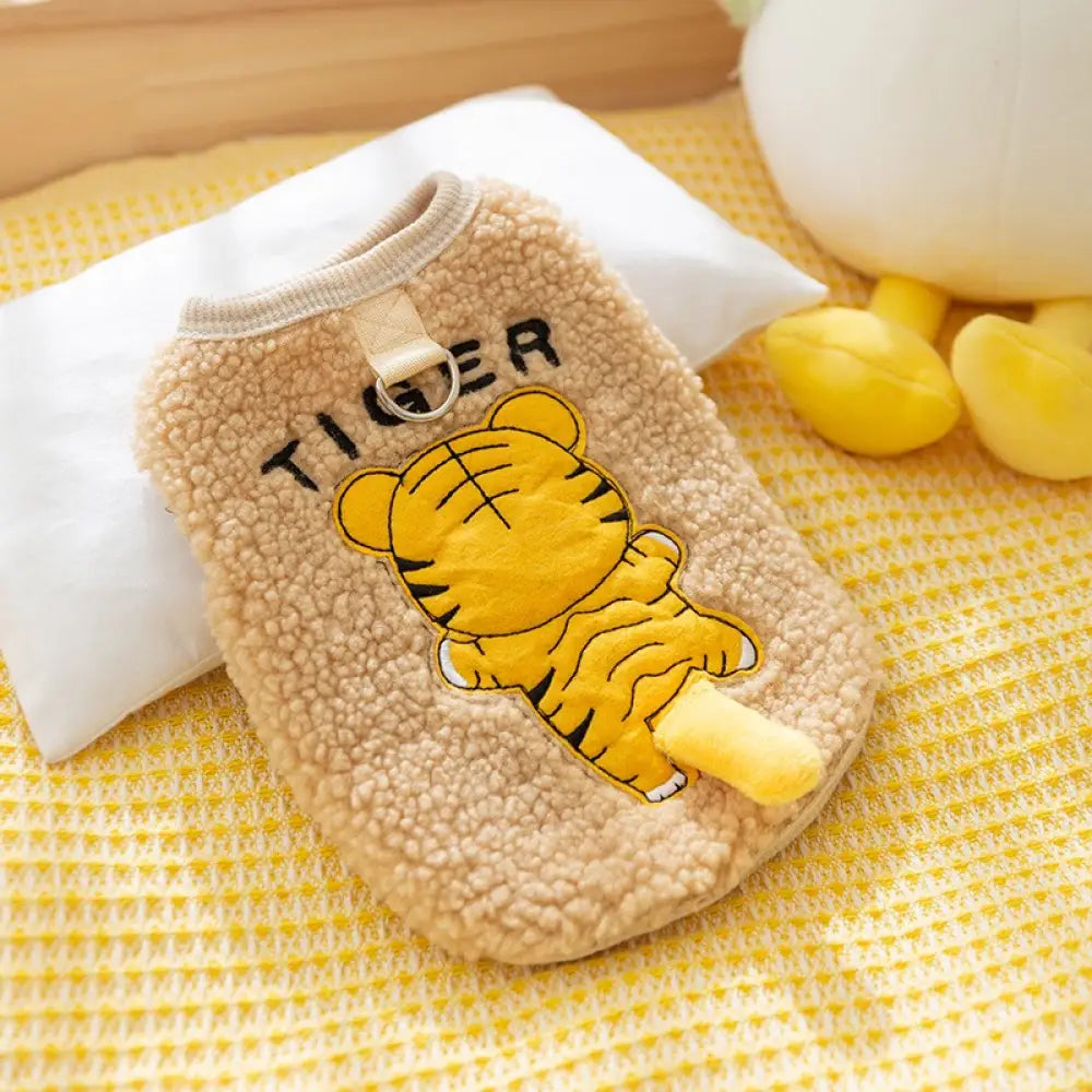 【新色追加】猫用ふわもこ 猫服 防寒 保温 暖かい 価格安い ベスト キャットウエア ネコ 5色展開 ブラウンタイガー / XS【0.5-1.5KG】 ペット用品＞ウェア