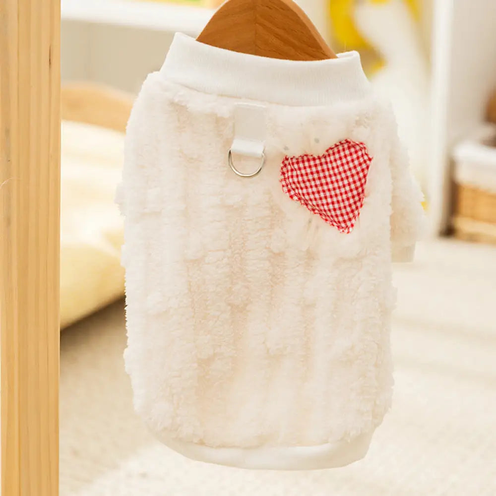 【新色追加】猫用ふわもこ 猫服 防寒 保温 暖かい 価格安い ベスト キャットウエア ネコ 5色展開 ホワイトハート / XS【0.5-1.5KG】 ペット用品＞ウェア