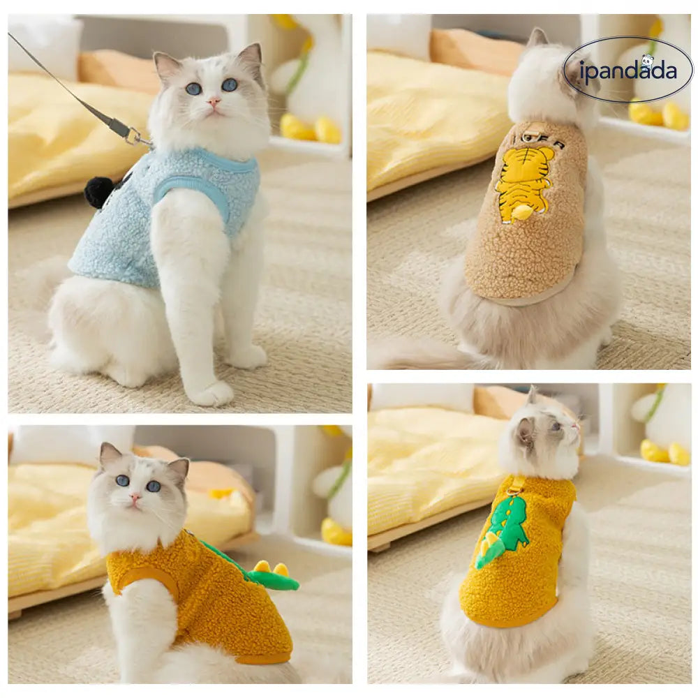 【新色追加】猫用ふわもこ 猫服 防寒 保温 暖かい 価格安い ベスト キャットウエア ネコ 5色展開 ペット用品＞ウェア