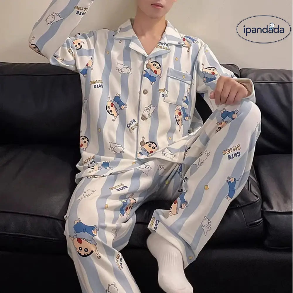 新作 春秋 メンズ 可愛い パジャマ 長袖 ストライプ ルームウェア ロングパンツ 大きいサイズ セット ID4364 メンズ＞セットアップ