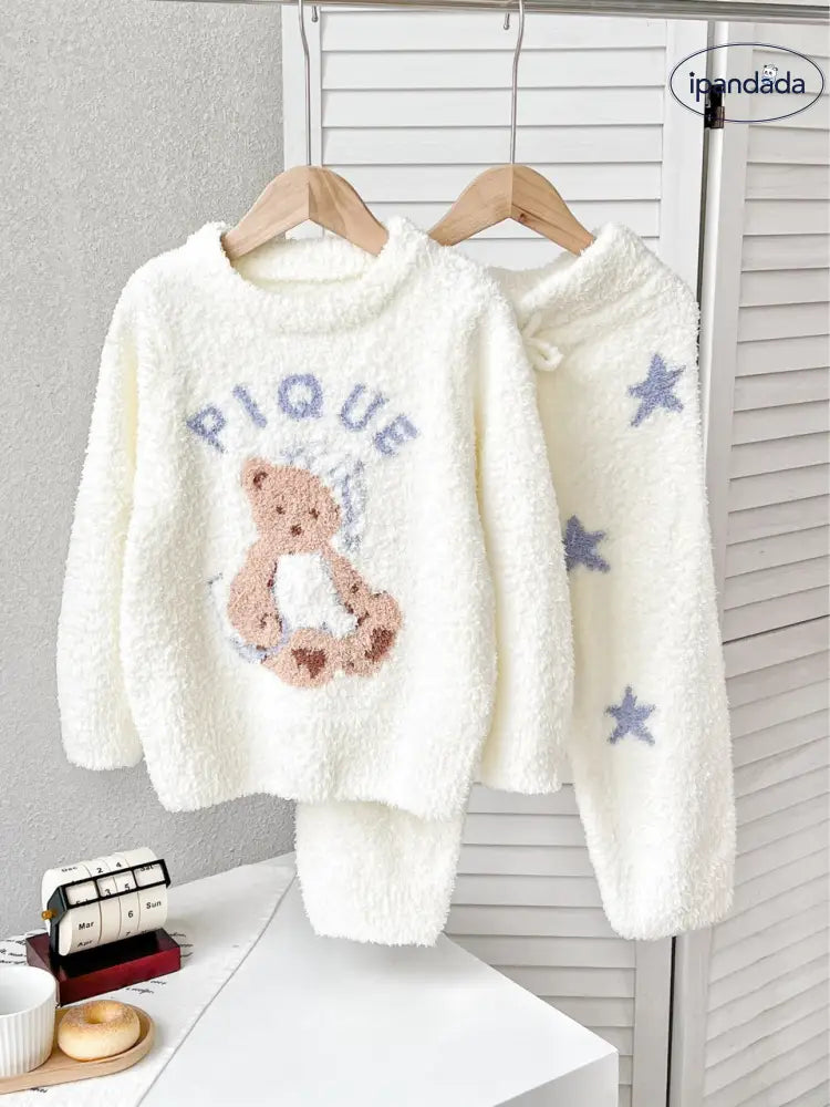 新作 フリース おやすみ くま 子供 レディース カップル ふわふわ キャラクター ホームウェア パジャマ セット 暖かい 柔らかい 保温 快適 おしゃれ ルームウェア 自宅用 リラックス ID2929