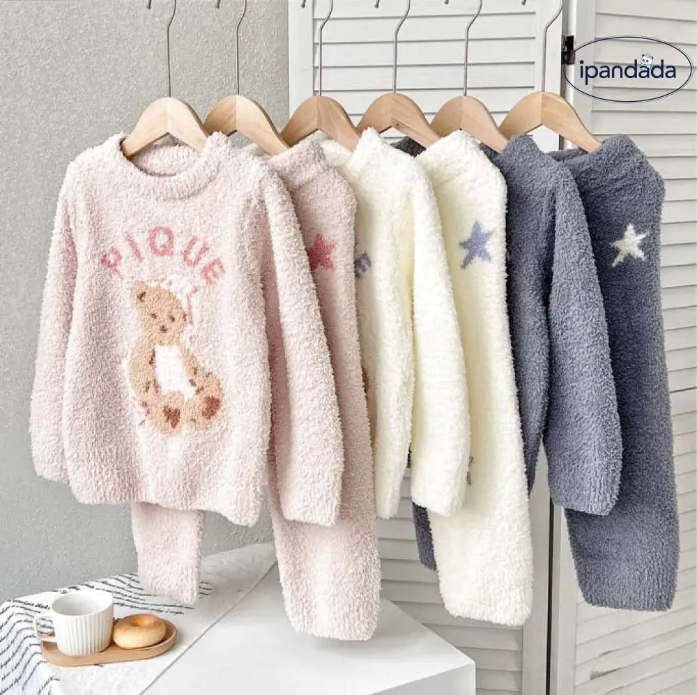 新作 フリース おやすみ くま 子供 レディース カップル ふわふわ キャラクター ホームウェア パジャマ セット 暖かい 柔らかい 保温 快適 おしゃれ ルームウェア 自宅用 リラックス ID2929