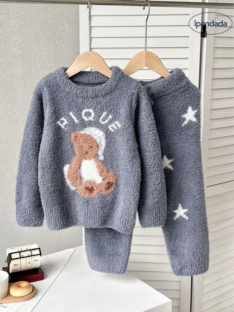 新作 フリース おやすみ くま 子供 レディース カップル ふわふわ キャラクター ホームウェア パジャマ セット 暖かい 柔らかい 保温 快適 おしゃれ ルームウェア 自宅用 リラックス ID2929