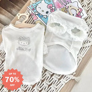 ID1672 新作 ハローキティ 夏 ペット服 ローズコレクション スパンコール レース フリル ツーレッグ クールウェア 涼感 通気性 小型犬 猫用 洗える