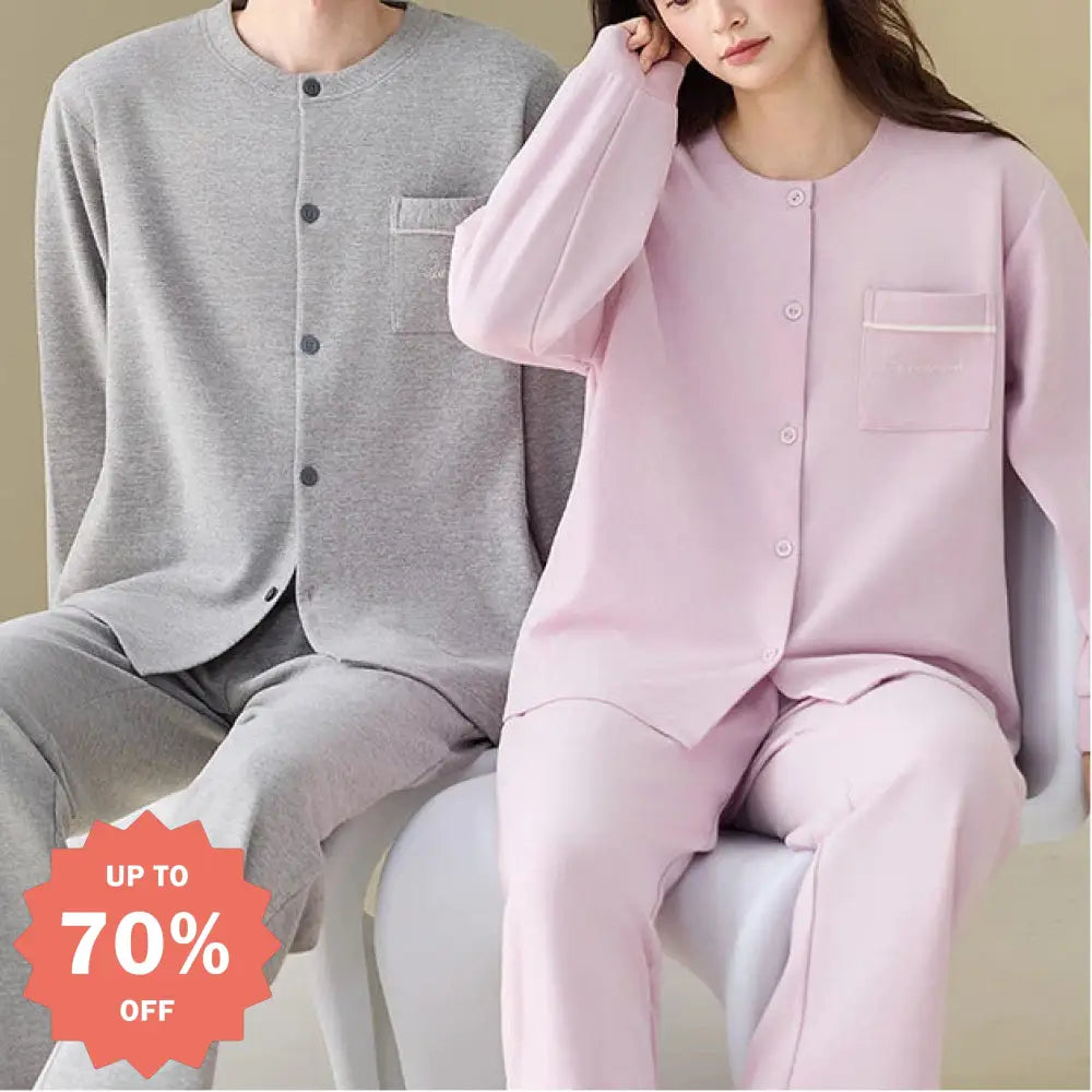 新作 カップル パジャマ 冬季 長袖 長ズボン 上下セット 保温 コットン お揃い カップル シンプル カジュアル 高級感 ID4085 コーディネート＞ペアルック