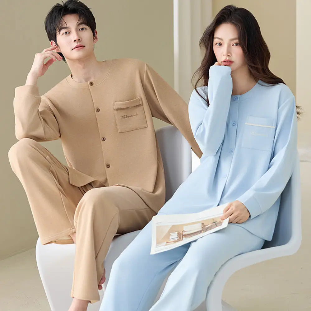 新作 カップル パジャマ 冬季 長袖 長ズボン 上下セット 保温 コットン お揃い カップル シンプル カジュアル 高級感 ID4085 タイプ⑧ / レディースＭ コーディネート＞ペアルック