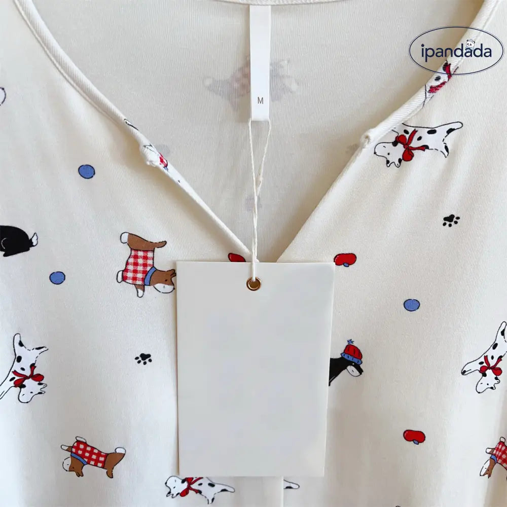 新作 モダール パジャマ セット ノンワイヤー ブラ付き 長袖 長ズボン カードーン 犬 デザイン ルームウェア ホームウェア 女性用 韓国風 セット ゆったり かわいい ID4153 レディース＞セットアップ