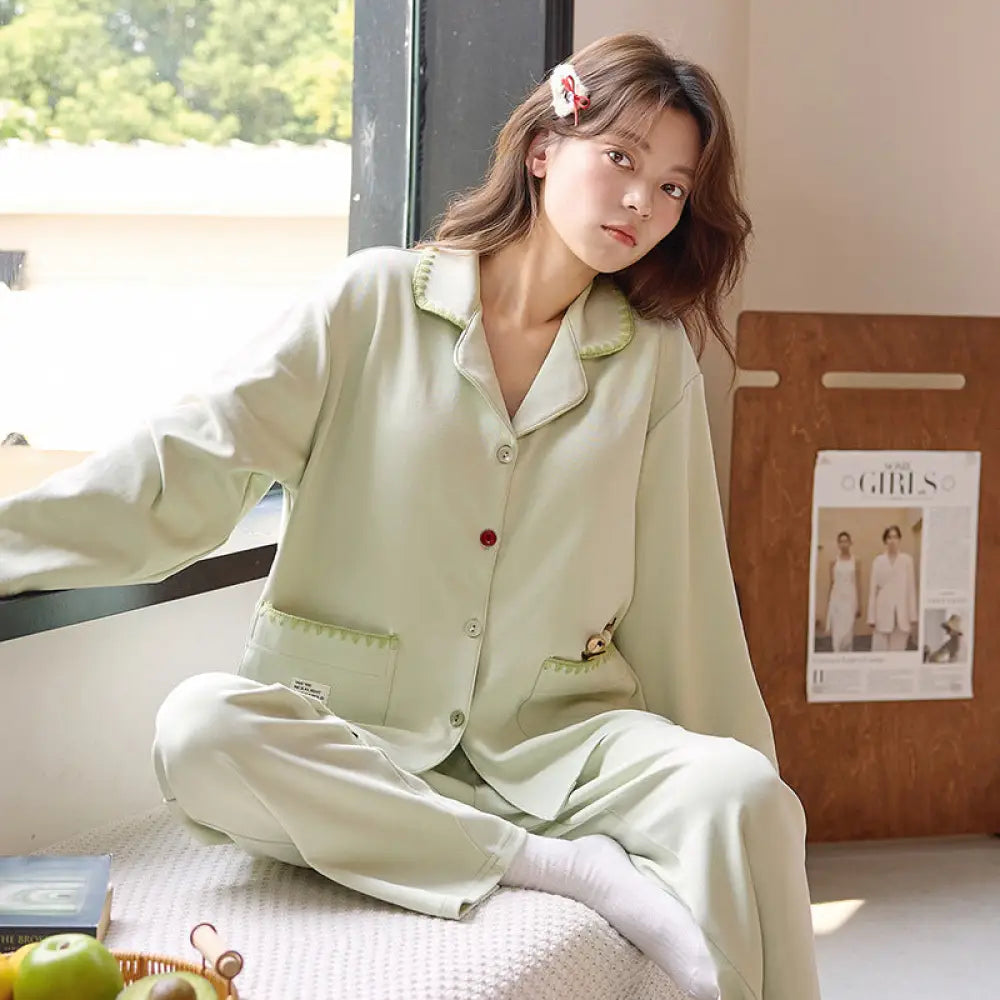 新作 パジャマ レディース 春秋 長袖 シンプル リラックス 部屋着 セット 春秋用 ID4155 タイプ⑨ / M