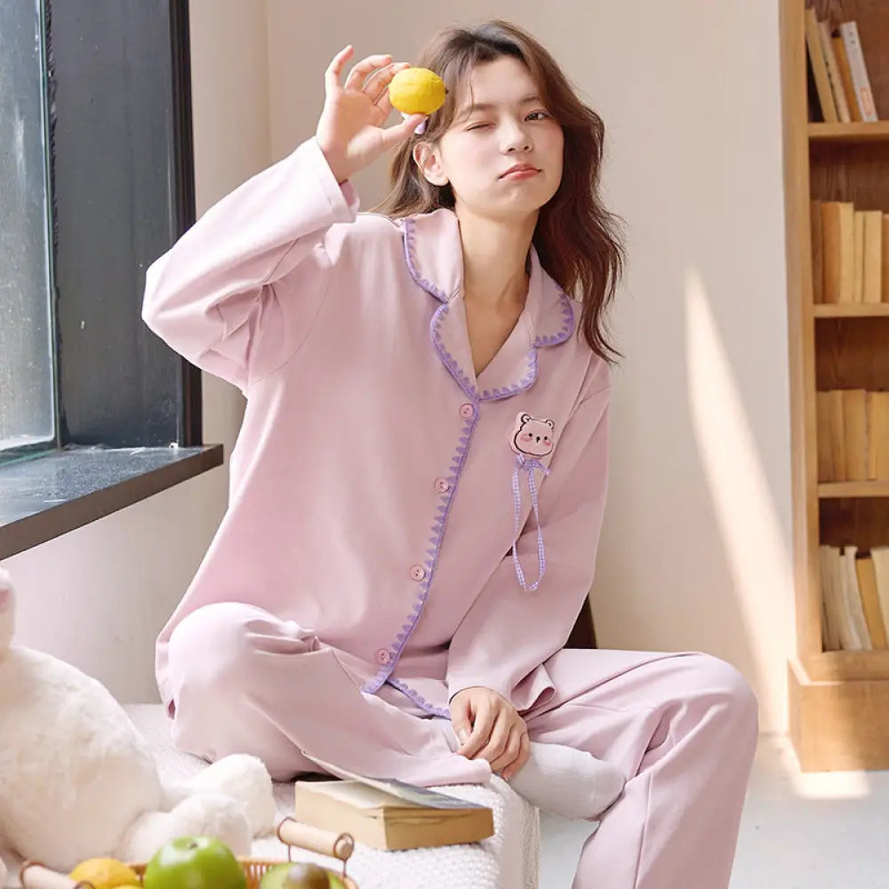 新作 パジャマ レディース 春秋 長袖 シンプル リラックス 部屋着 セット 春秋用 ID4155 タイプ⑧ / M