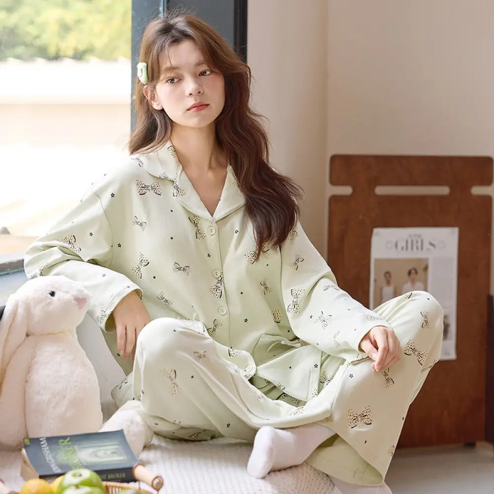 新作 パジャマ レディース 春秋 長袖 シンプル リラックス 部屋着 セット 春秋用 ID4155 タイプ⑥ / M