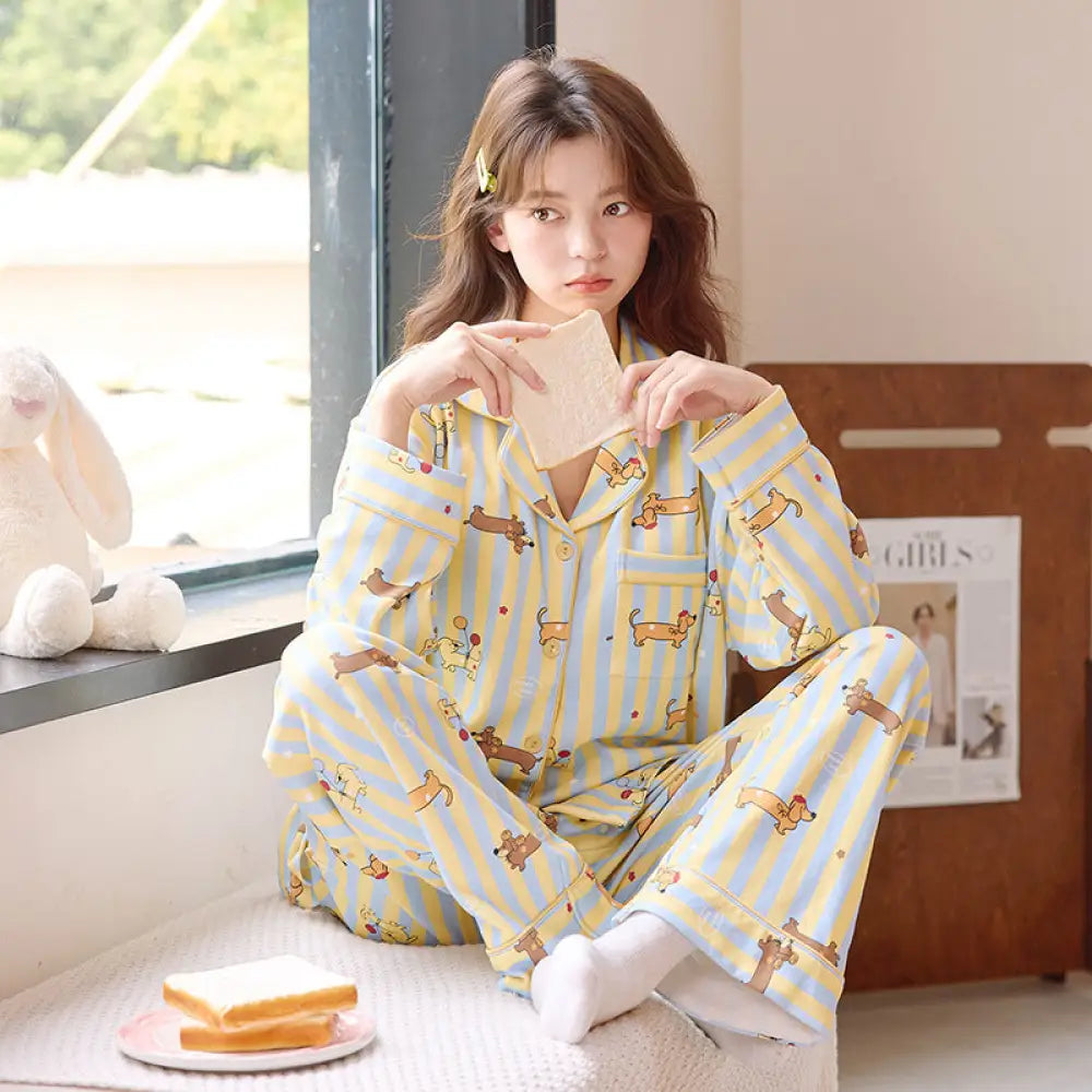 新作 パジャマ レディース 春秋 長袖 シンプル リラックス 部屋着 セット 春秋用 ID4155 タイプ⑦ / M