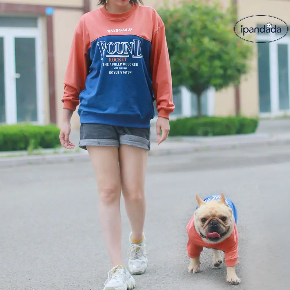 新作 ペット服 春夏用 ワンちゃん お揃い 親子コーデ 親子お揃いパーカー プルオーバー スウェット おしゃれ Tシャツ フレンチブルドッグ パグ 犬 ID4593 ペット用品＞親子服