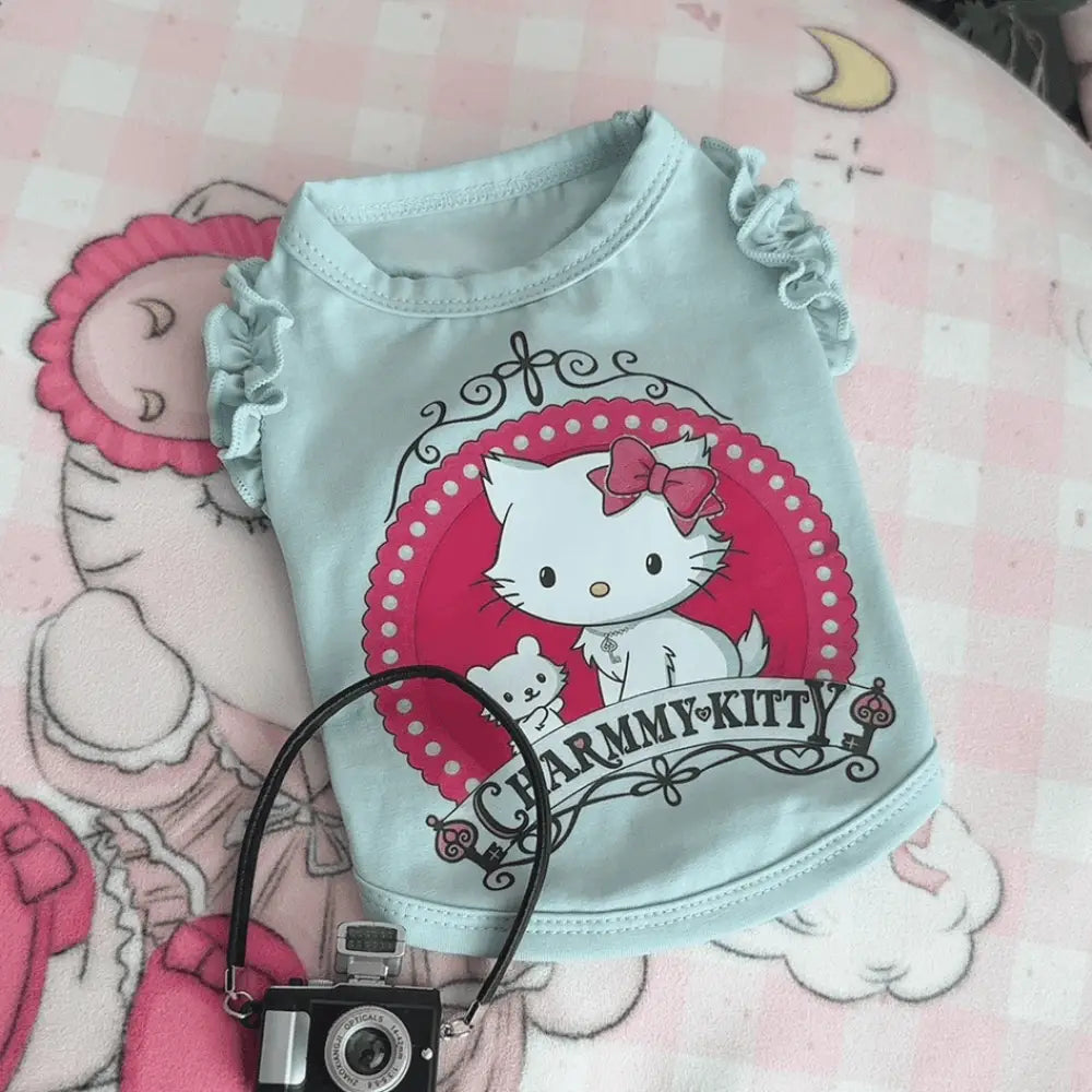 ID1670 新作 ペット服 キティちゃん ベスト クールウェア 外出用 UVカット 涼感 通気性 メッシュ 小型犬 猫用 洗える グリーン / 2XS ペット用品＞ウェア