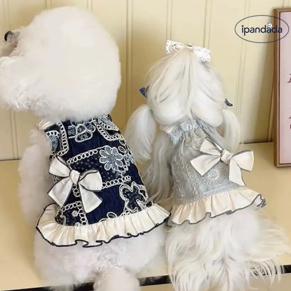 ID726 新作 ペット服 立体 リボン 刺繍 プリント 犬 猫 プリンセス 小型犬 ヨークシャー ビション 春夏 薄手 通気性 ベスト プリンセス スカート ペット用品＞ウェア