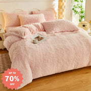 新作 シンプル 無地 ミンク ファー ロングパイル 4点セット 冬 厚手 保温 軽奢 高級感 掛け布団カバー 暖かい 柔らかい 上質 寝室 インテリア 快適 ホテル風 洗える 耐久性 ナチュラル おしゃれ 贅沢 寝室コーデ ID2409