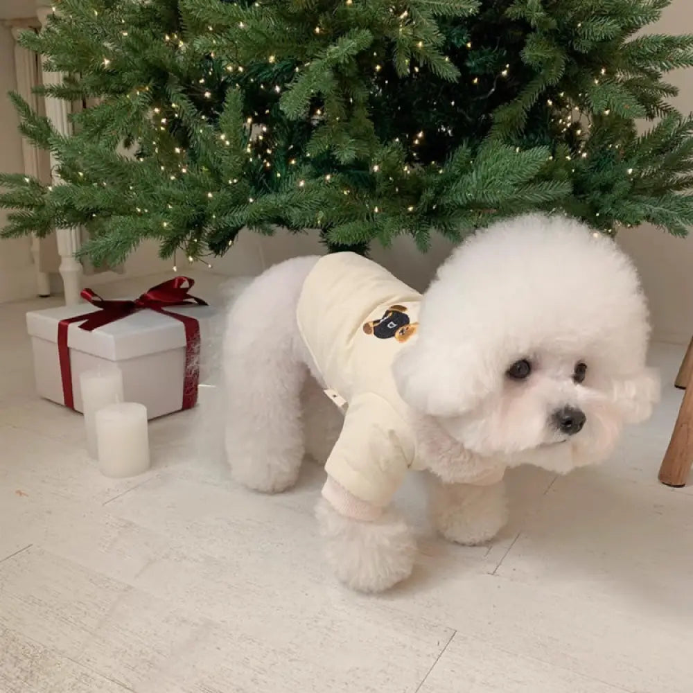 熊柄 犬服 秋冬 ドッグウェア 秋用 冬用 おしゃれ シンプル かわいい 暖かい 抜け毛防止 犬洋服 小型犬 中型犬 ホワイト / XS ペット用品＞ウェア