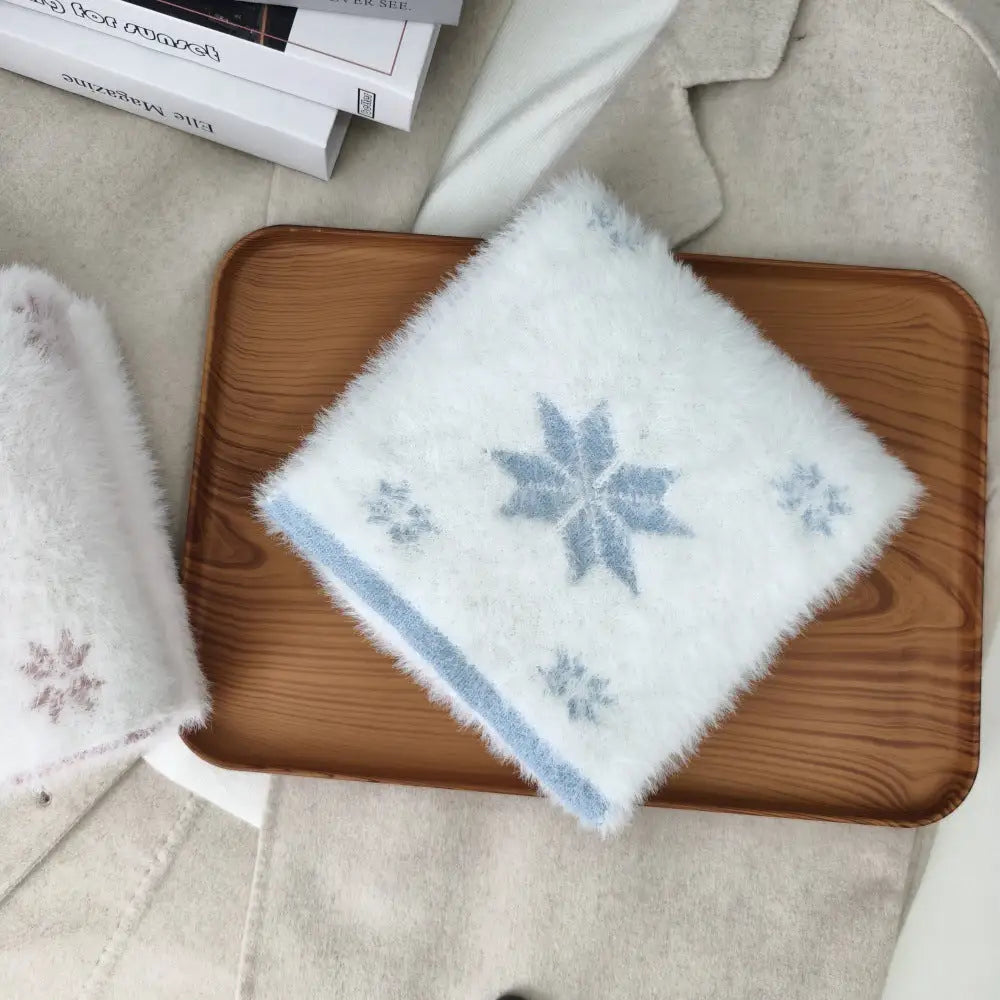 雪柄 マフラー レディース かわいい 甘い 暖かい ふわふわ ネックウォーマー クリスマスプレゼント ID3090 ブルー① / 165*20cm