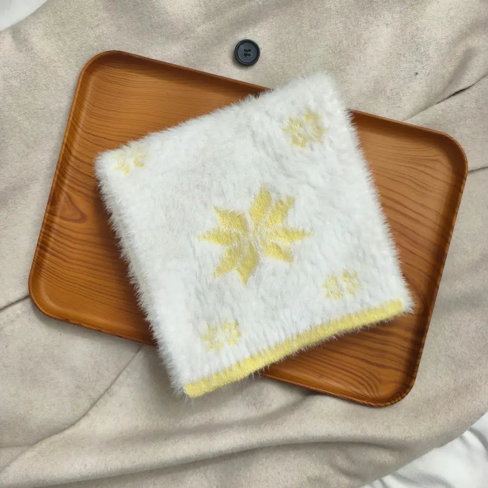 雪柄 マフラー レディース かわいい 甘い 暖かい ふわふわ ネックウォーマー クリスマスプレゼント ID3090 イエロー / 165*20cm