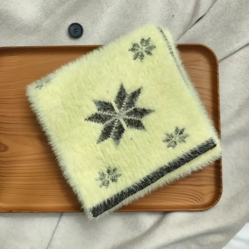 雪柄 マフラー レディース かわいい 甘い 暖かい ふわふわ ネックウォーマー クリスマスプレゼント ID3090 イエロー② / 165*20cm