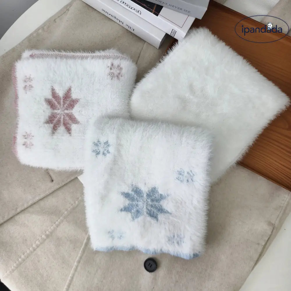 雪柄 マフラー レディース かわいい 甘い 暖かい ふわふわ ネックウォーマー クリスマスプレゼント ID3090