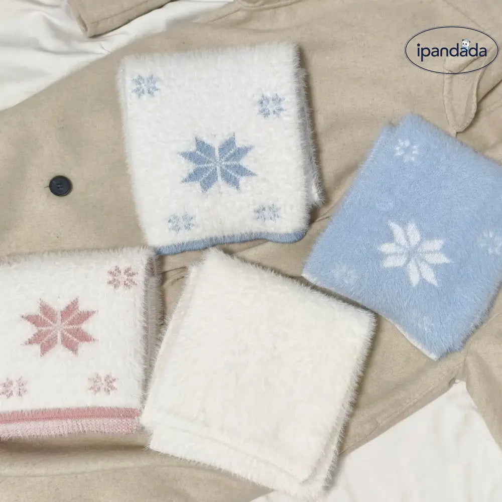 雪柄 マフラー レディース かわいい 甘い 暖かい ふわふわ ネックウォーマー クリスマスプレゼント ID3090